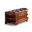 Banc rembourré en cuir véritable brun noisette