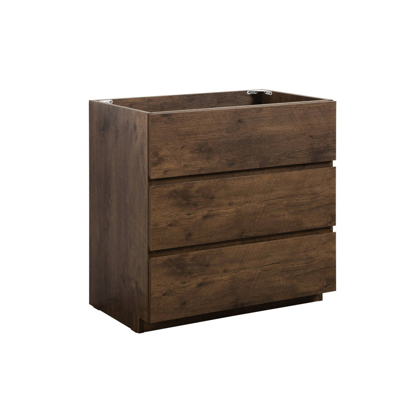 Armoire de salle de bain pour salle de bain - Noyer, 3 tiroirs, élégance moderne, plancher noyer silencieux à trois niveaux, maximise