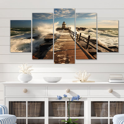 Piers Edge I - art mural sur toile Coastal Pier - 5 panneaux