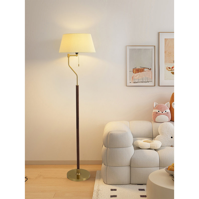 Lampe sur pied en fer, tissu et PVC de style rétro