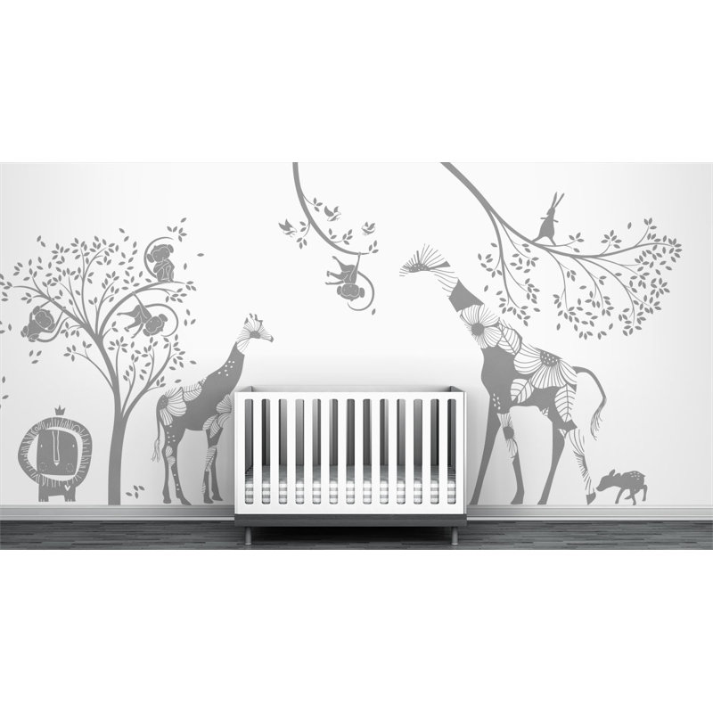 Décalcomanie murale jungle baby, Argent métallique