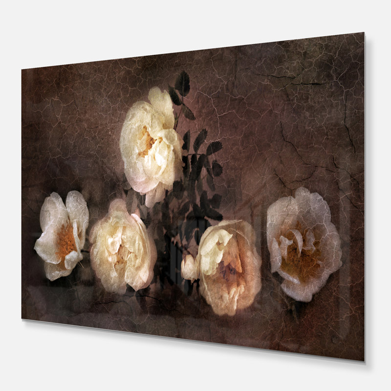 «Wild Roses in Old Style», reproduction d'art sur toile tendue, H 16 po x l 32 po x P 1 po, Toile tendue