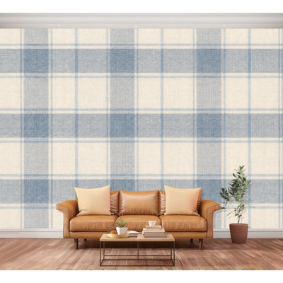 Papier peint auto-adhésif cowboy bleu campagnard à carreaux français à carreaux bleus rétro Grand papier peint autocollant amovible Papier contact mural pour le salon Chambre à coucher H 100 po x l 144 po