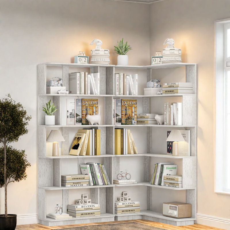 Bibliothèques peu encombrantes avec conception en MDF extensible, finition gris clair moderne pour la maison