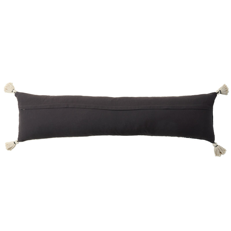 Striped Cotton Blend Lumbar Pillow with Tassels