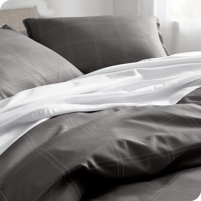 Housse de couette Bare Home Modern Plaid - Collection Premium Super Soft - Literie légère et texturée