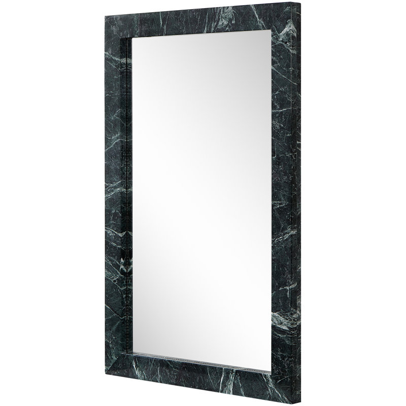 Pavia Genuine Travertine Frame Mirror, Marble, Green