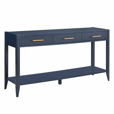 60" Painted Console Table With 3 Drawers,Wooden Entryway Table With Storage Shelf, Farmhouse Sofa Table