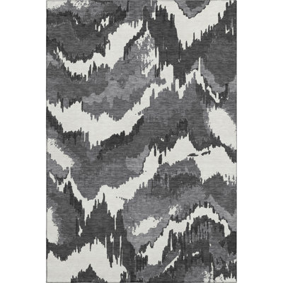 Premium Machine Washable Prisco Black Rug