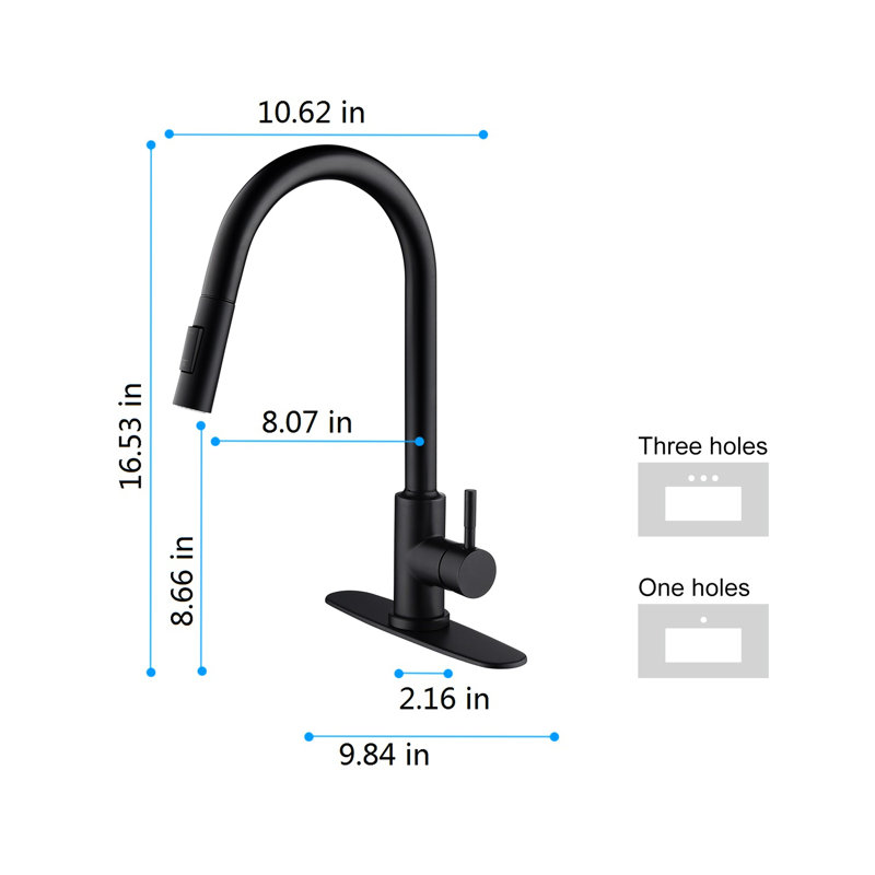 Touch Kitchen Faucet With Pull Down - Matte Black Stainless Steel, 360-Degree Swiveling For Sink Complete Sanitize, Wrist-Driven, Corrosion And Rust , Single Handle Water Temperature Flow Control