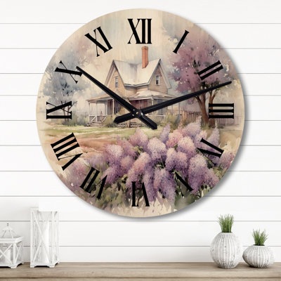 Horloge murale mauve et lilas mauve à la ferme - Paysages