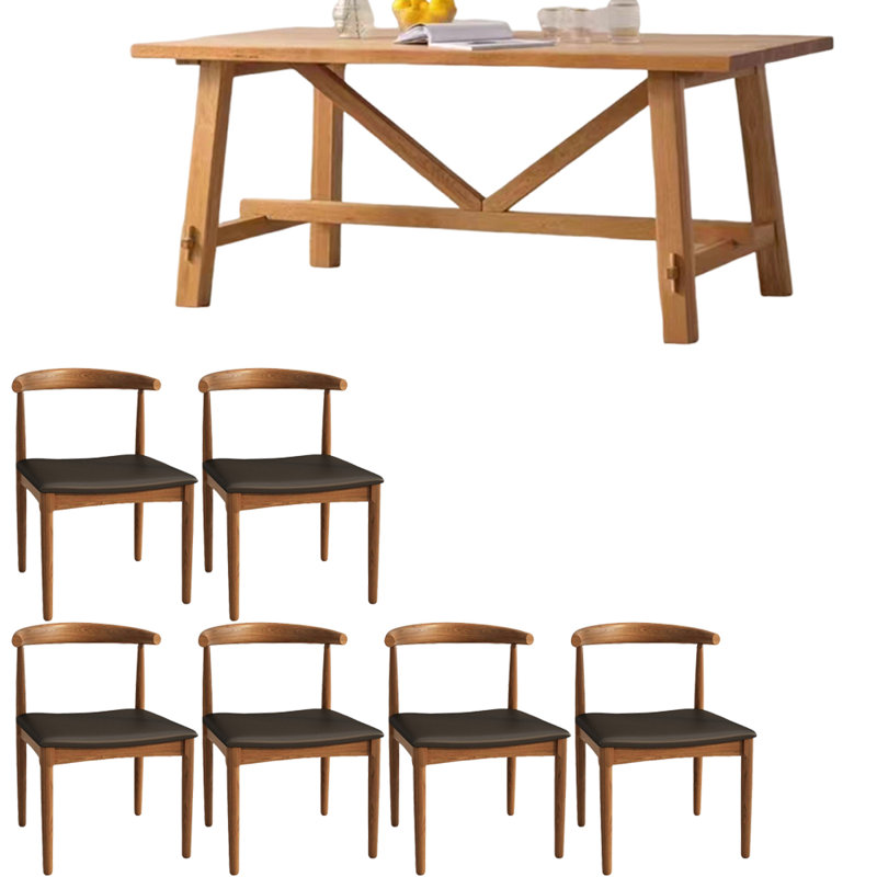 Ensemble de table de salle à manger en bois massif de style japonais, H 29,5 po x L 62,9 po x l 27,5 po