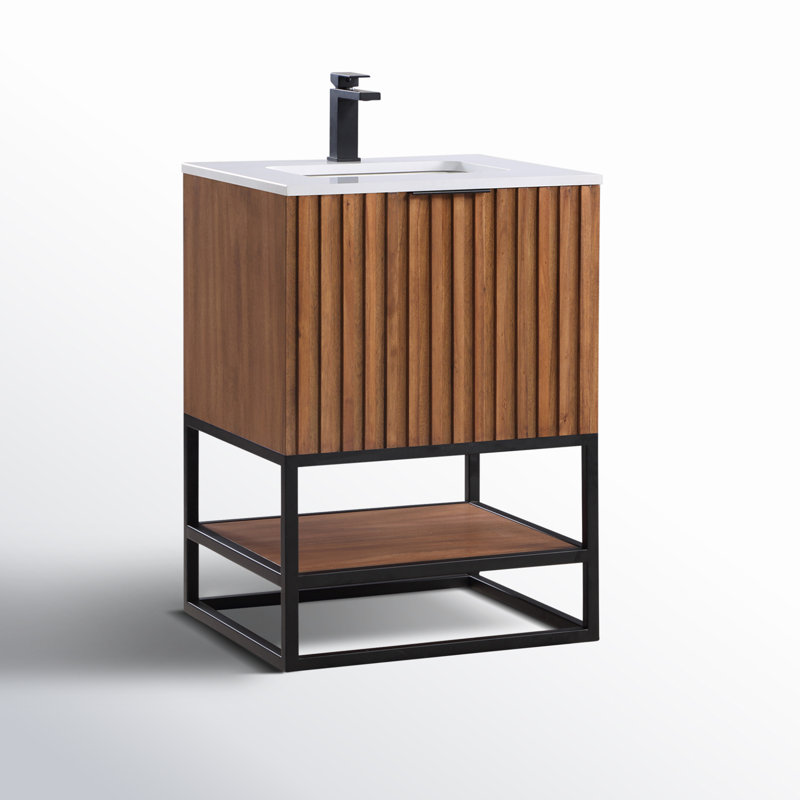 Terra 24'' W Single Vanity, Matte Black, White Quartz/Single Faucet Mount