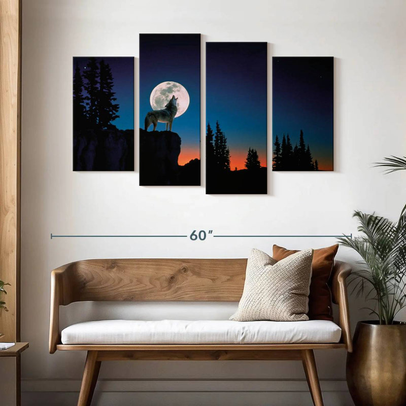 Brampt Wolf Howling At Night, 32" H x 52" W