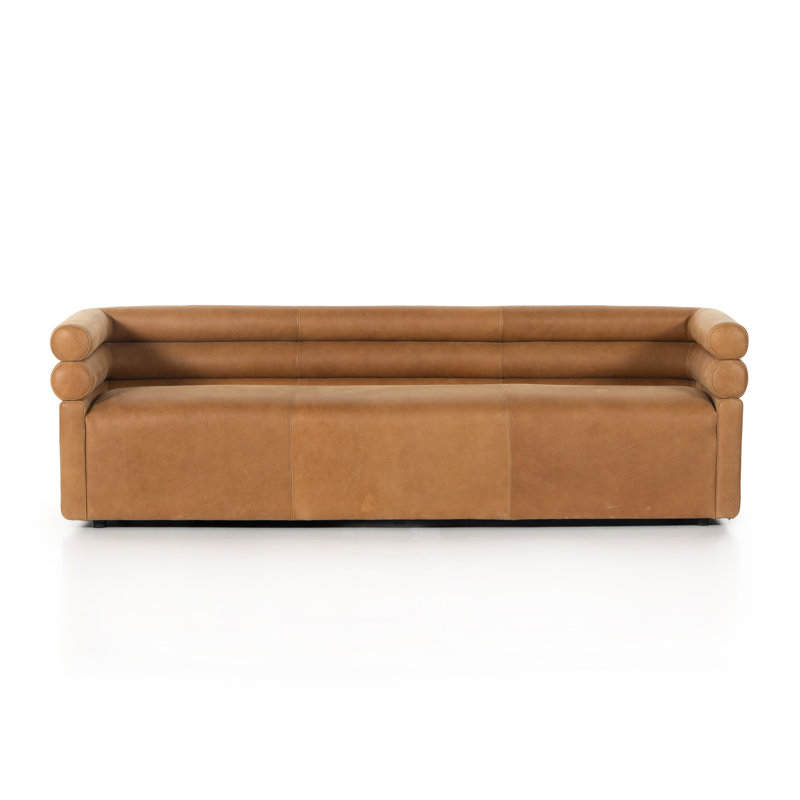 Evie Sofa, Palermo Cognac Genuine Leather