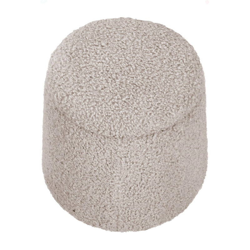 Repose-pieds rond avec rangement, Tissu beige