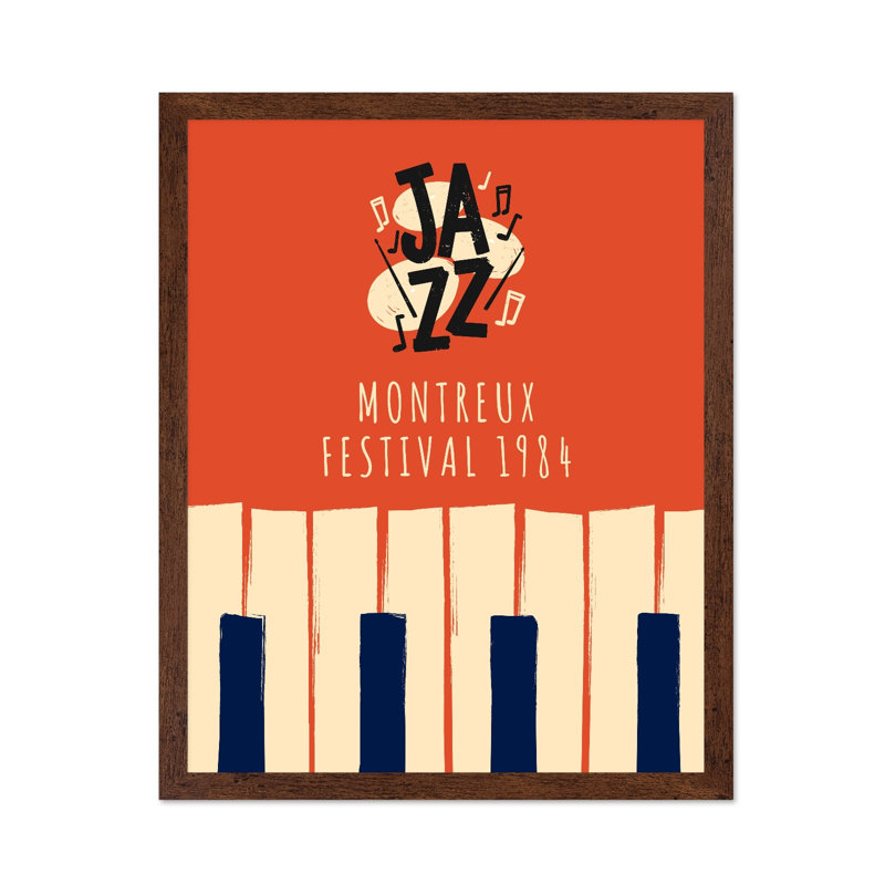 Jazz Montreux Festival, 16"H x 20"W, Poster, Brown Framed
