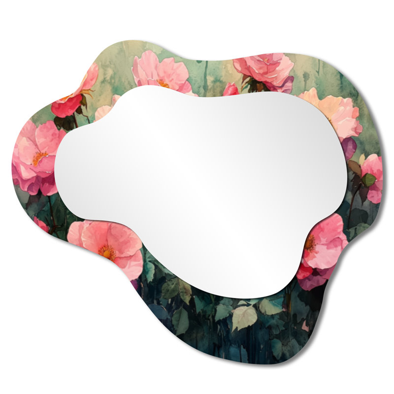 Countryside Spring Symphony Of Roses Field - Roses Irregular Asymmetrical Mirror, Modern Wall Mirror, Printed on Metal