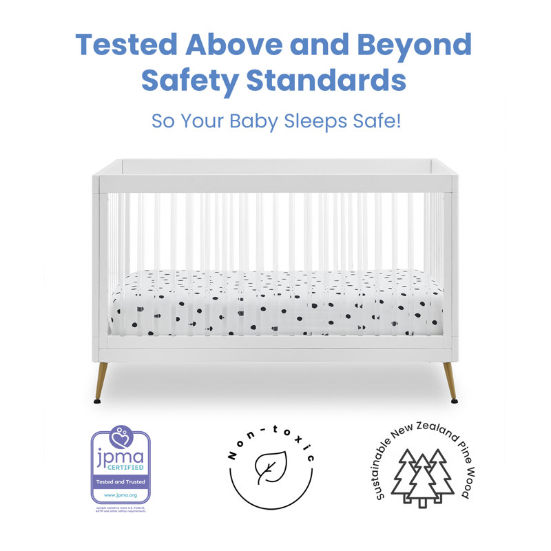 Sloane 4-in-1 Convertible Crib, White/Gold