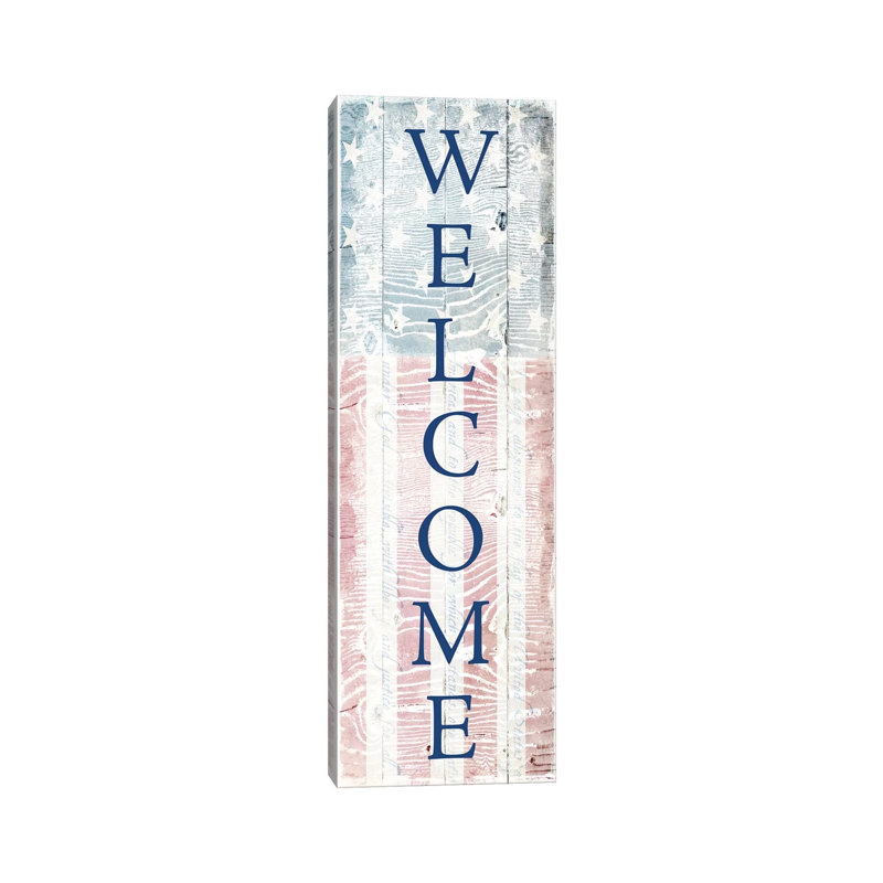 Welcome Flag 1 Piece Panoramic Wall Art on Canvas, 121.92 cm H x 40.64 cm W x 1.91 cm D, Wrapped Canvas