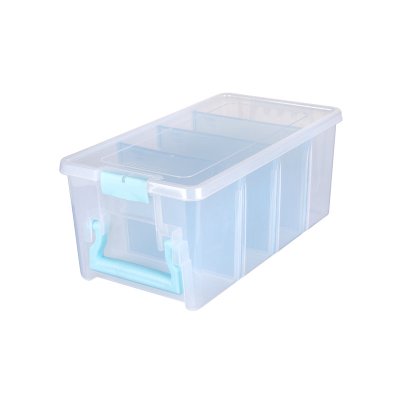 Boîte en plastique super semi satchel, Blanc / Bleu