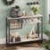 100cm Geometric Art Console Tables for Entryway, Skinny Entry Table with 4 Tier Storage Shelves, Easy to install