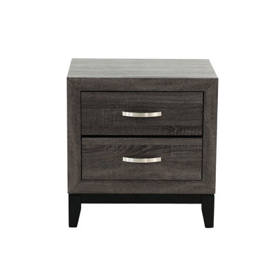 Table de chevet élégante pour chambre à coucher avec 2 tiroirs en gris et noir