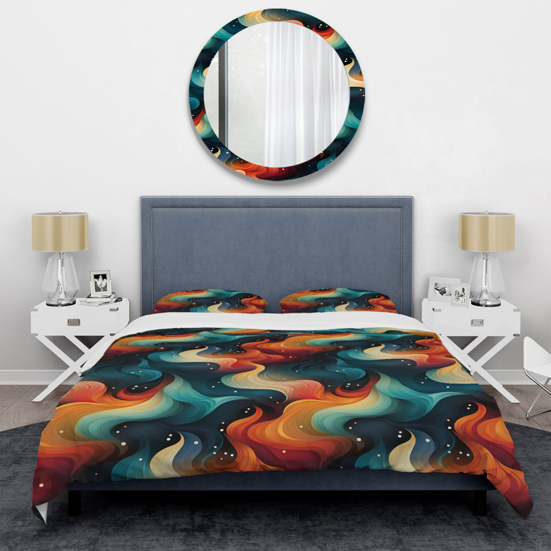 Kanyjah Cosmic Harmony - Ensemble de housse de couette abstrait - Microfibre de polyester