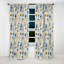 Motif de ferme bleu et jaune - Rideau floral - Rideau floral occultant en velours - 1 panneau-107555587