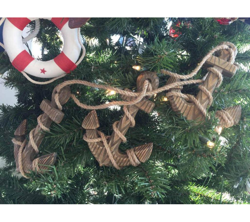 Ornement de Noël décoratif en bois à trois ancres, Bois