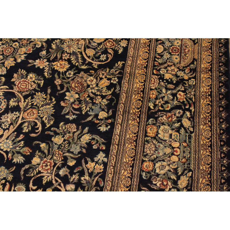 Tapis oriental en laine bleu / or 9 pi 4 po x 11 pi 9 po Aaru
