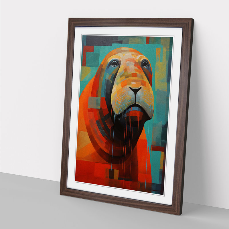 Walrus Constructivism Art - Framed Print, Walnut Framed, 34cm H x 25cm W