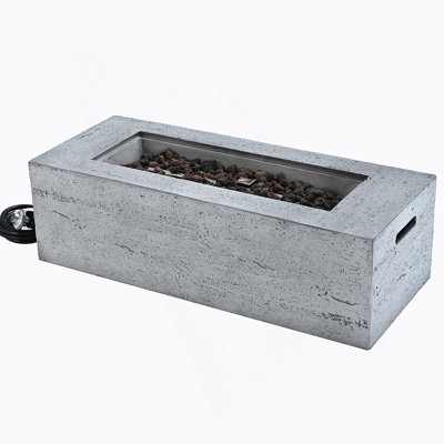 Outdoor Rectangular Propane Fire Pit 40000 BTU,41.9''MGO Patio Heater With Stainless Steel Burner And Free Lava Rocks,Waterproof Cover,Suitable For Courtyard,Lawn,Patios, Decks,Swimming Pool