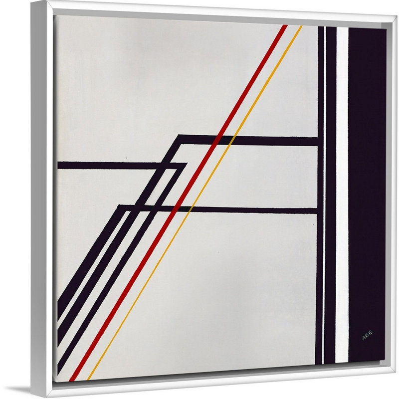 « steppinging », peinture sur toile, H 21,7 po x l 21,7 po x P 1,75 po, Cadre flottant blanc