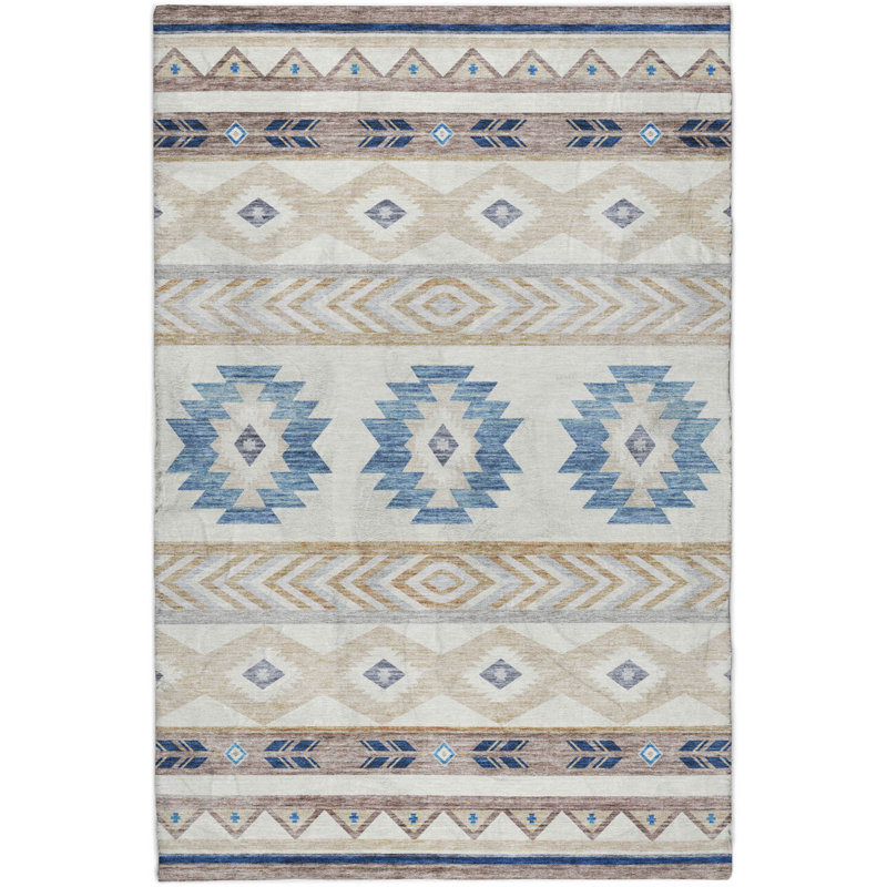 Premium Machine Washable Dream Shag ADS178 Aztec Rug, Taupe, 9' x 12'