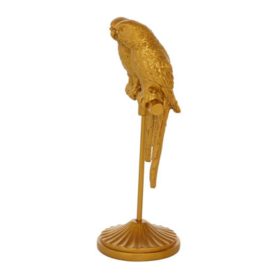 Polystone Parrot Decorative Gold Sculpture