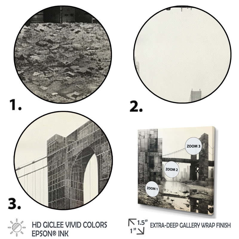 Pont gris gris monochromatique - Graphite II, H 30 po x l 30 po x P 1 po, Cadre flottant blanc