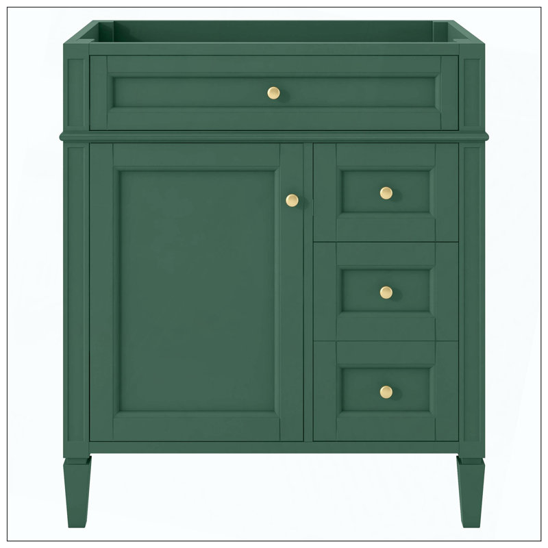 Meuble-lavabo 2 tiroirs Modern, Vert, Doré