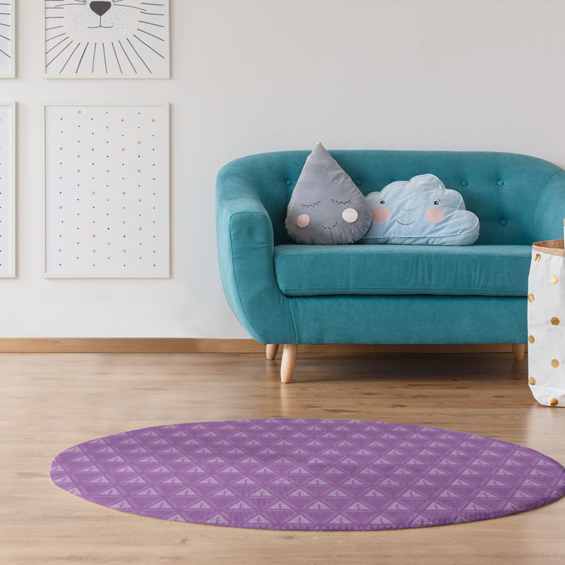 Chenille Geometric Indoor Rug, Round 5'