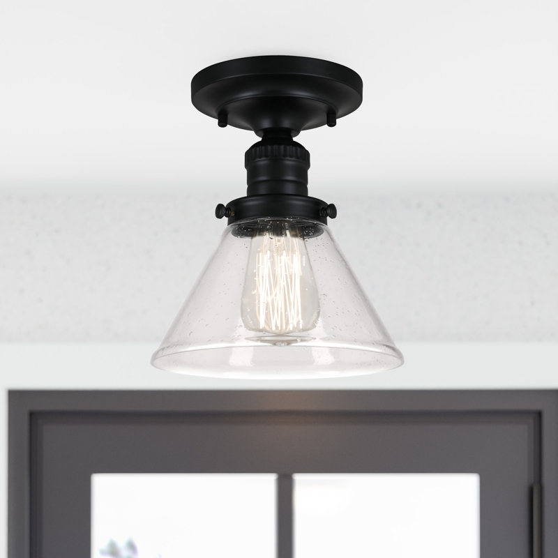 Plafonnier semi-encastré l 7,88 po Vannatta, Noir mat