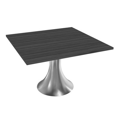 Square Conference Table with Metal Trumpet Base