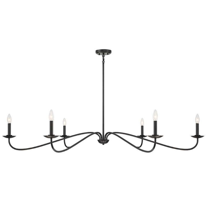 Lustre 6 lumières Meridian en noir mat, Noir mat
