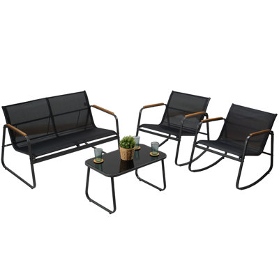 4-Piece Outdoor Coversation Set Includes 1 Love Seat, 1 Table And 2 Single Chairs by Kozyard