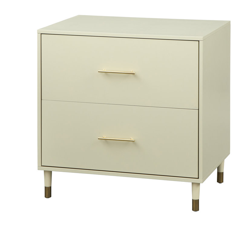 Classeur latéral à 2 tiroirs Camylle, Blanc antique