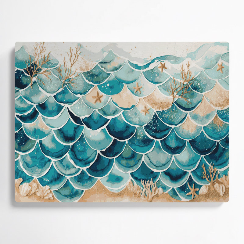 Art mural en métal écaille de sirène côtière, H 11 po x l 14 po