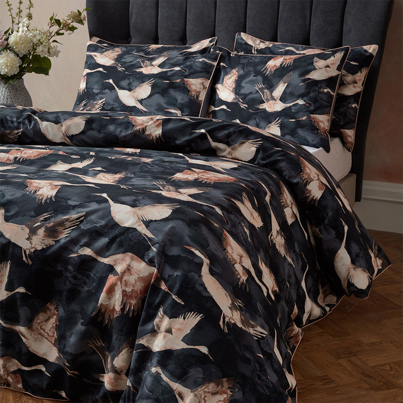 Flyway Percale No Pattern Duvet Cover Set with Pillowcases, Blue/Ceam, Kingsize - 2 Standard Pillowcases