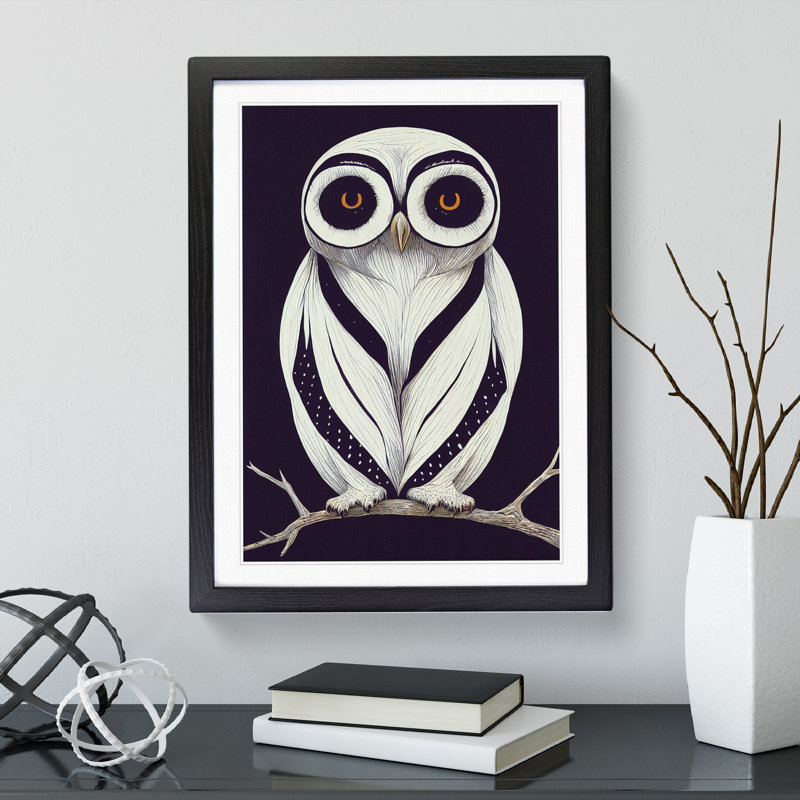 The Unreal Owl - Framed Print, 34cm H x 25cm W x 2cm D, Black