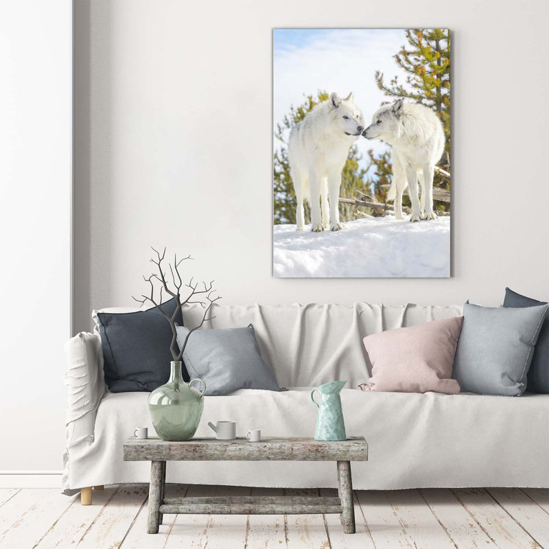 Two White Wolves - Wrapped Canvas Print