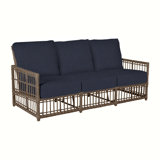 Newport 79" Wide Outdoor Wicker Patio Sofa with Cushions