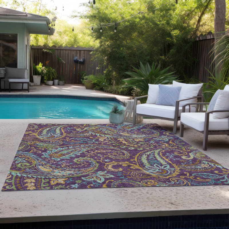 Kinslee Washable Paisley Indoor / Outdoor Rug, Rectangle 9' x 12'